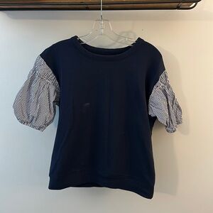 Free assembly crewneck with puffy sleeves